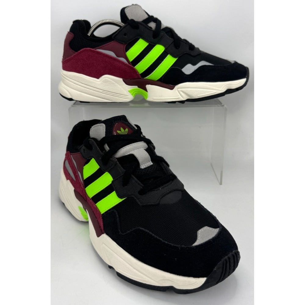 Adidas Yung-96 Black Maroon Volt Yellow Shoes Mens Size 7.5 EE7247